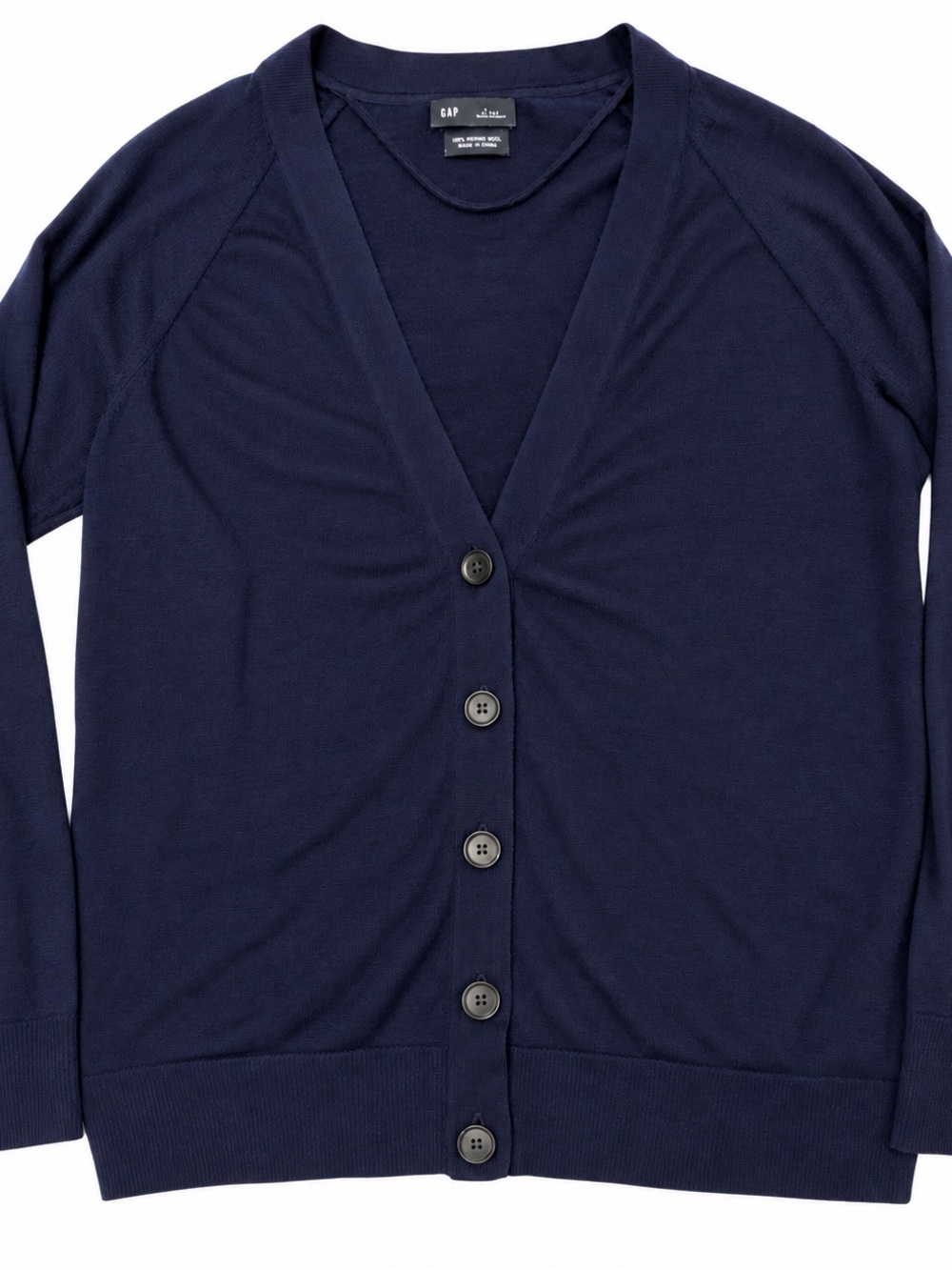 GAP Navy Blue 100% Merino Wool Cardigan Women Large